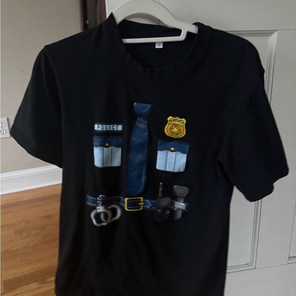 Police Costume Graphic Short Sleeve Tee - Black last chance